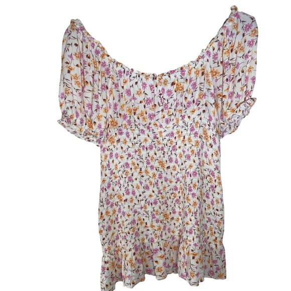 Lily Rose Babydoll Mini Dress XL Off-Shoulder Floral Smocked Cottagecore - Picture 8 of 13